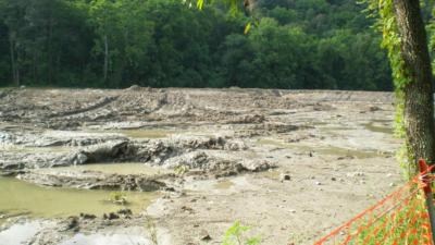 Waves of mud and muck from a coal ash pond spill