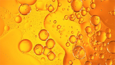Bubbles in an orange liquid