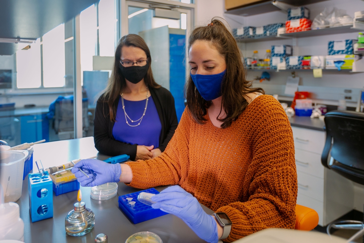 Two women working together in a laboratory